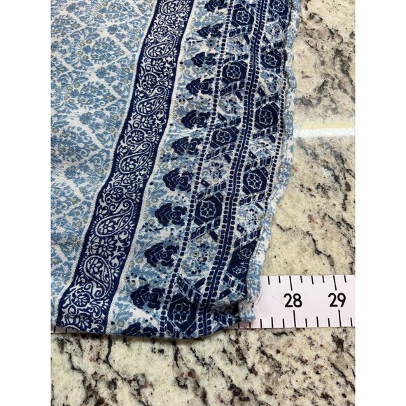 Bohemian Open Kimono Wrap One Size Blue White Handkerchief Festival Syle - Picture 7 of 8